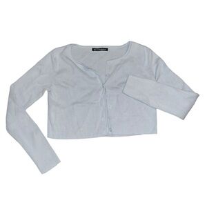 Brandy Melville Pale Blue Long Sleeve Buttoned Crop top